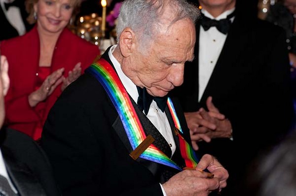 Mel Brooks checking out his award