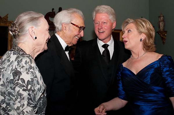 Dave Brubeck and Lola Brubeck with Bill and Hilary Clinton 